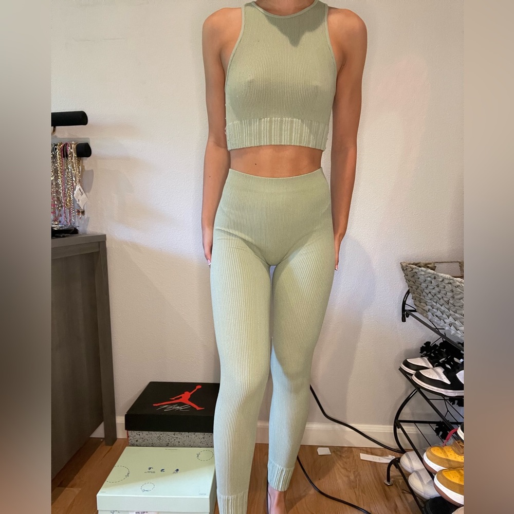 Sage green Zara workout set